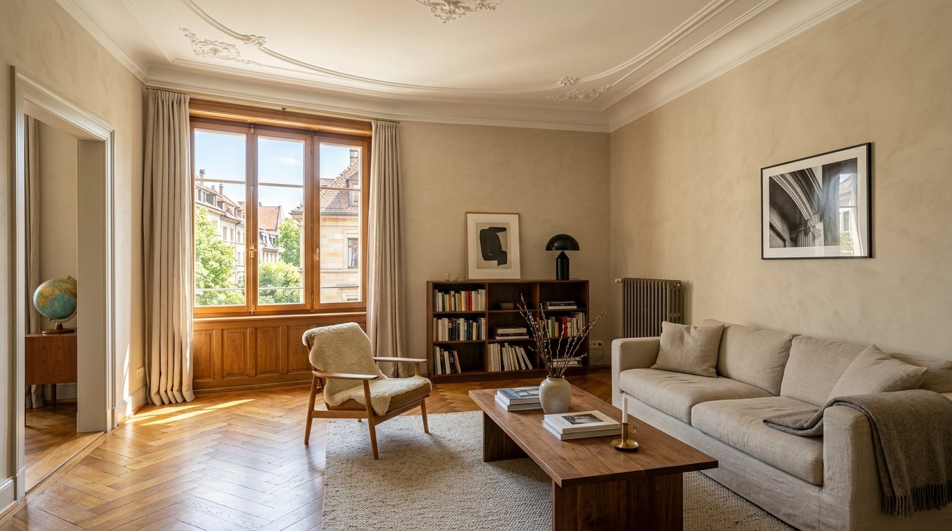Basler Altbauwohnung nach der meisterlichen Renovation durch Malerei Basel