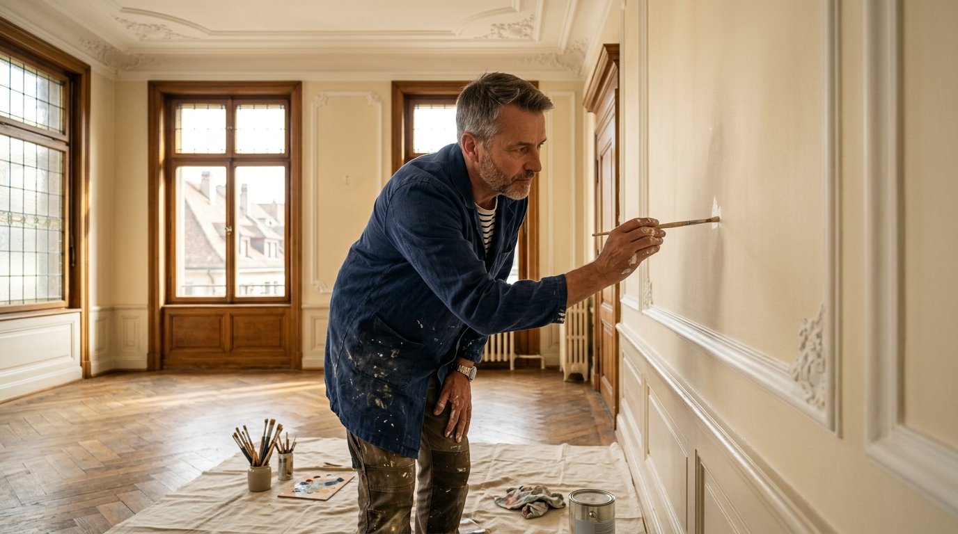 Malermeister bei der präzisen Altbausanierung in Basel